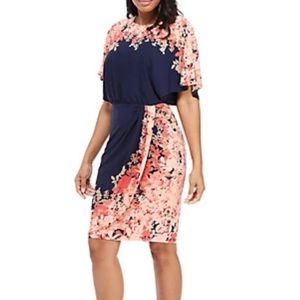 Maggy London Navy and Coral Print Dress 2
